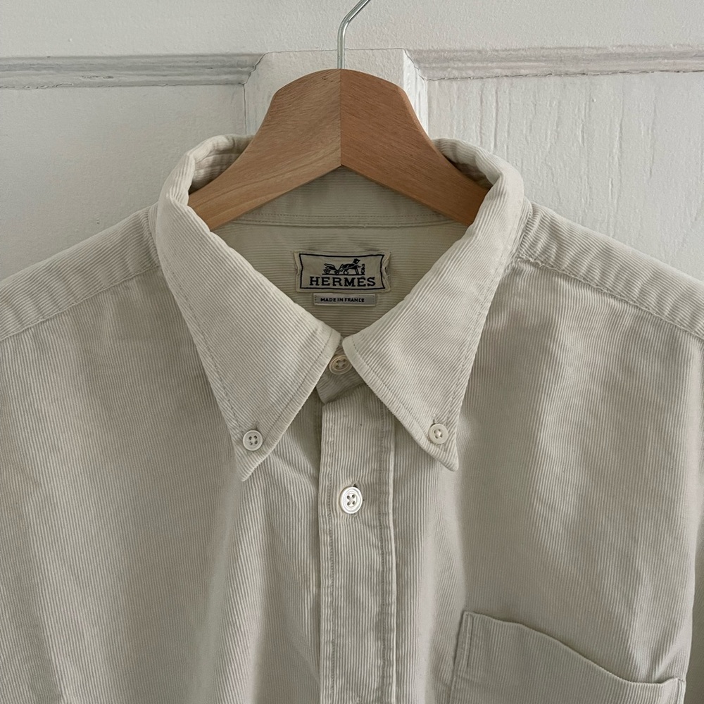 Hermes vintage off-white corduroy button down shirt